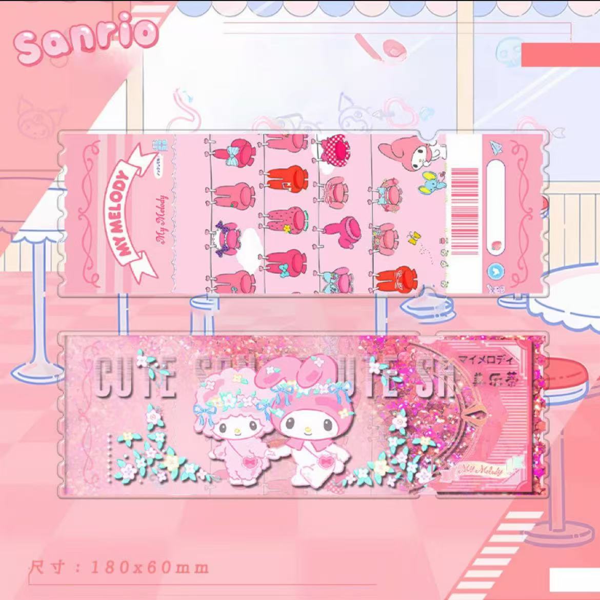 Sanrio acrylic ticket quicksand