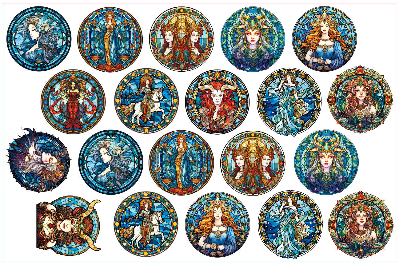 12 Constellations Glass design -8cm big chip(random mix)