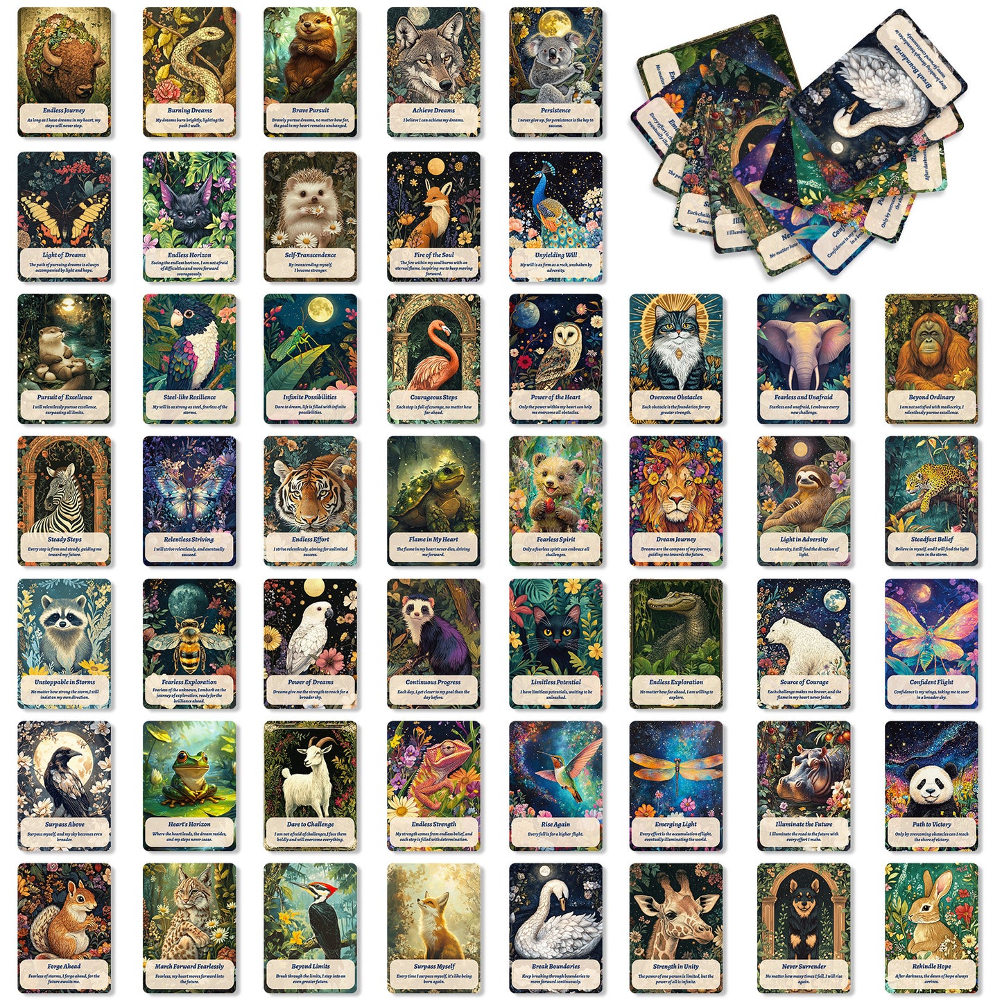 Animal positive saying cards 50pcs/set 6.4cm*8.9cm
