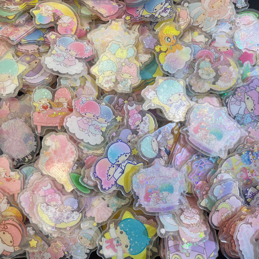 Sanrio Twins-Holographic (Rainbow & Fireworks effect)) 4cm-Acrylic chips