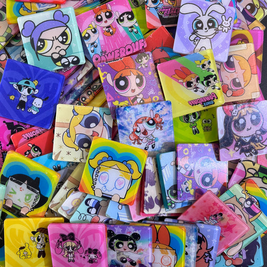 Powerpuff girl-Holographic  (Firework effect)) 4cm-Acrylic chips